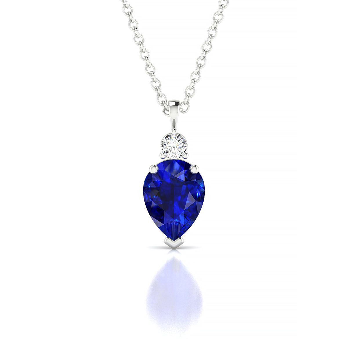 Sparkle | 18k White Gold 8 x 6 mm Pear Sapphire Pendant