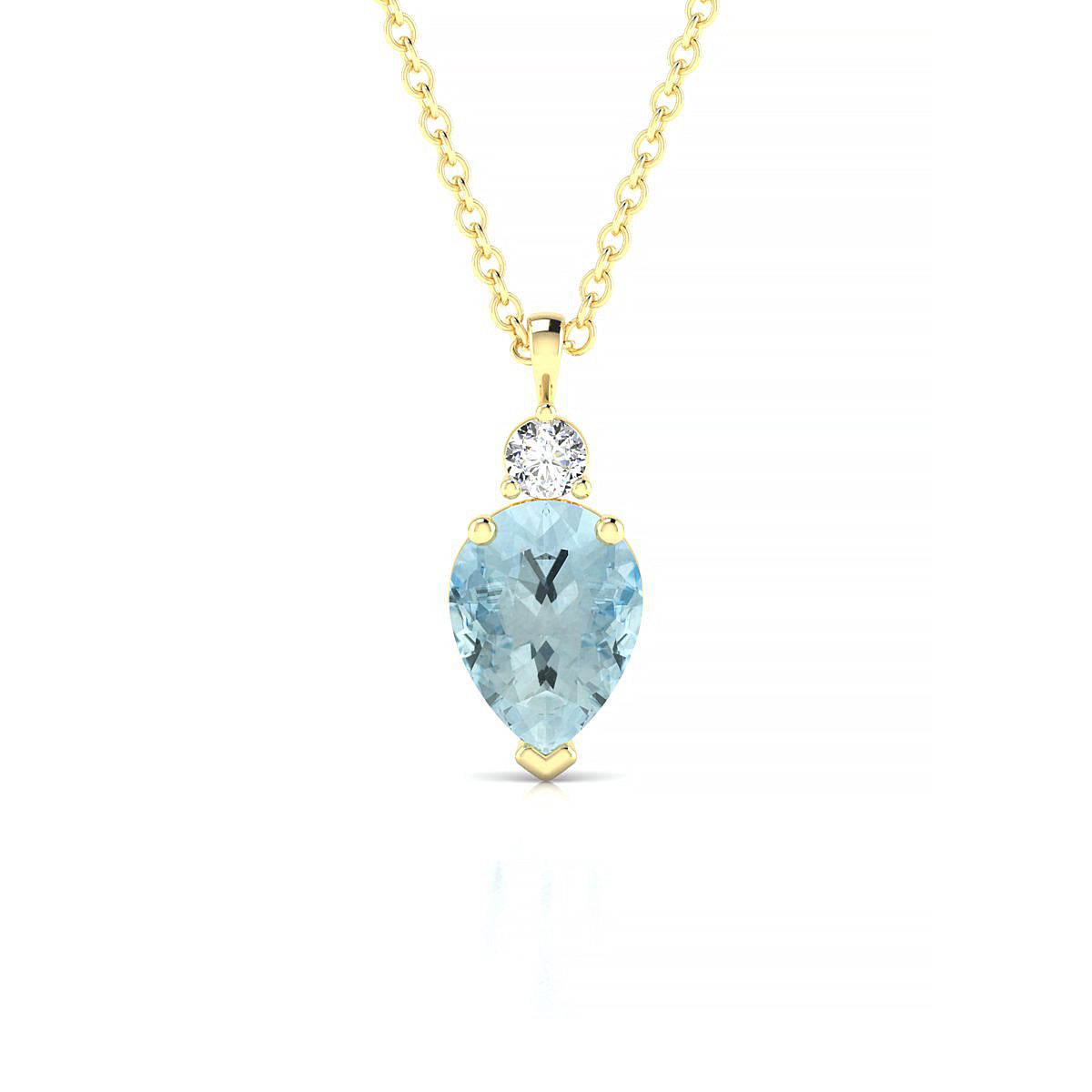 Sparkle | 18k Yellow Gold 8 x 6 mm Pear Aquamarine Pendant