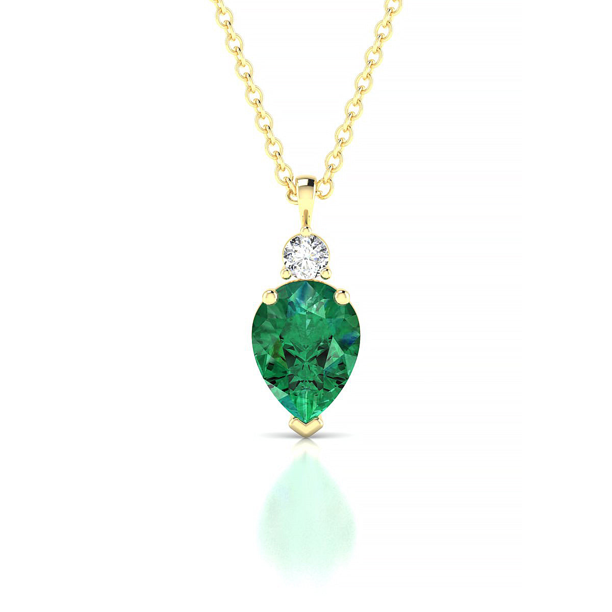 Sparkle | 18k Yellow Gold 8 x 6 mm Pear Emerald Pendant