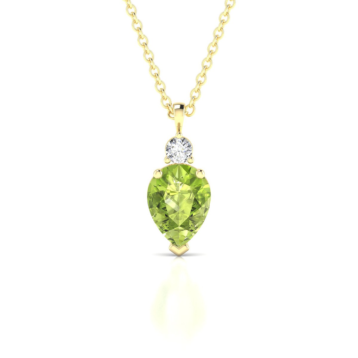 Sparkle | 18k Yellow Gold 8 x 6 mm Pear Peridot Pendant