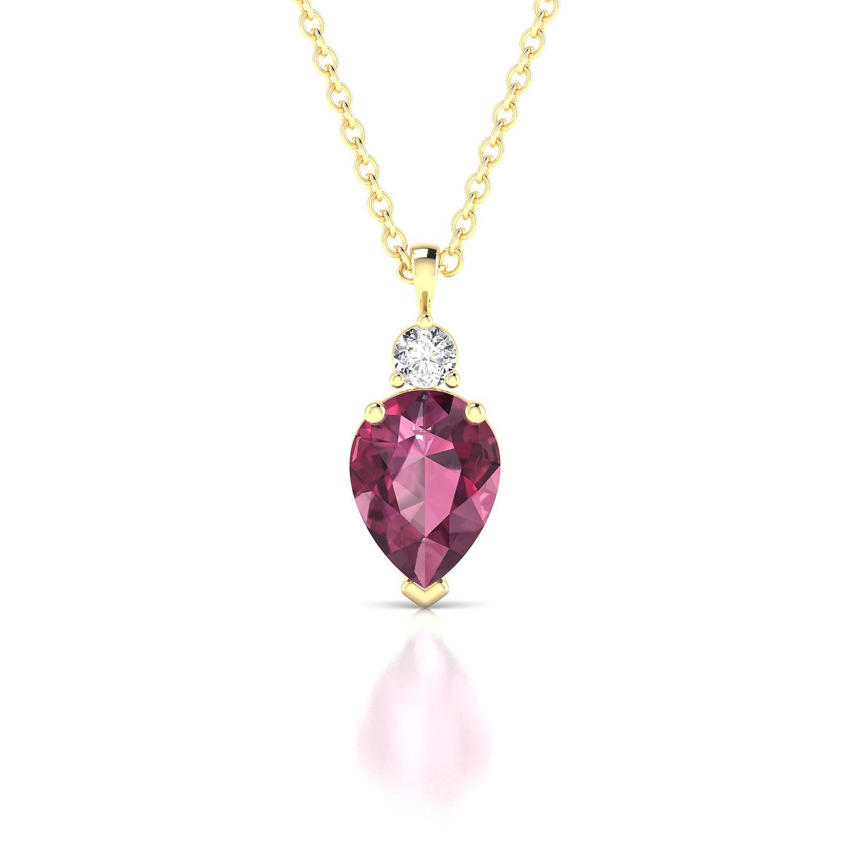 Sparkle | 18k Yellow Gold 8 x 6 mm Pear Rhodolite Pendant