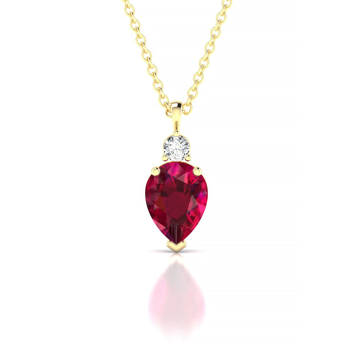 Sparkle | 18k Yellow Gold 8 x 6 mm Pear Ruby Pendant
