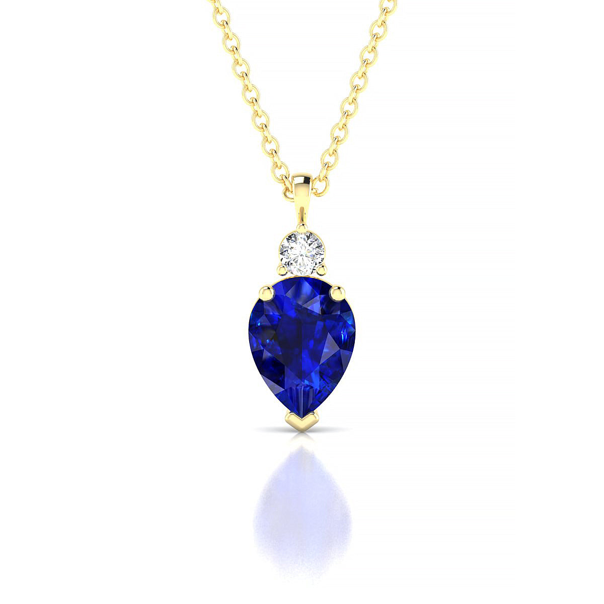 Sparkle | 18k Yellow Gold 8 x 6 mm Pear Sapphire Pendant