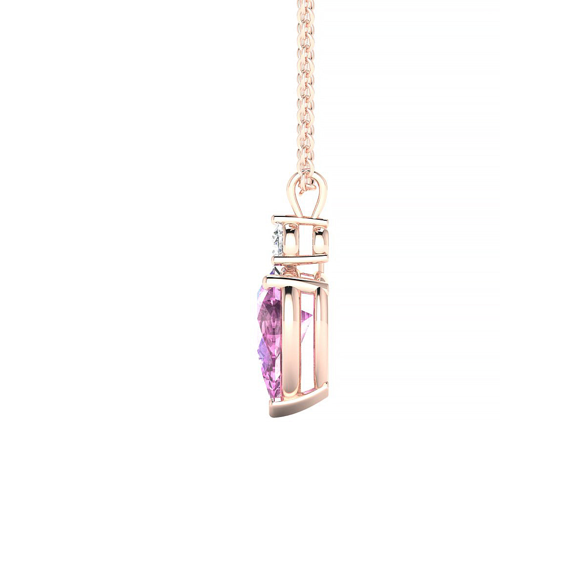 Sparkle | 18k Rose Gold 8 x 6 mm Pear Pink Sapphire Pendant