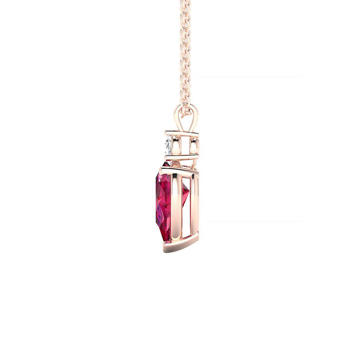 Sparkle | 18k Rose Gold 8 x 6 mm Pear Ruby Pendant