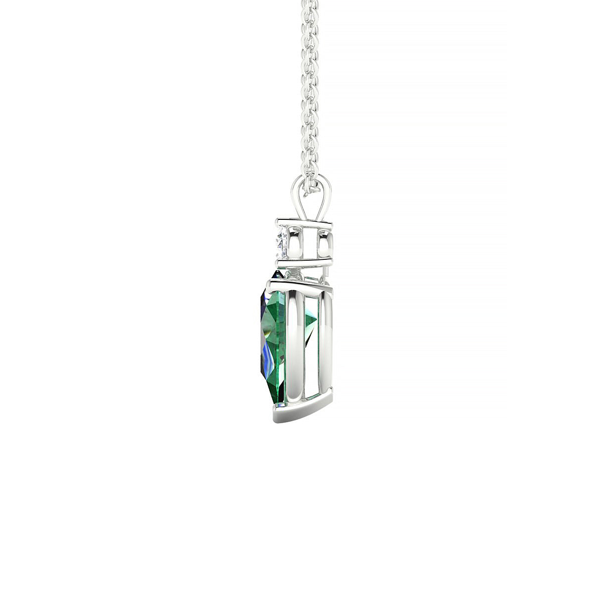 Sparkle | 18k White Gold 8 x 6 mm Pear Emerald Pendant