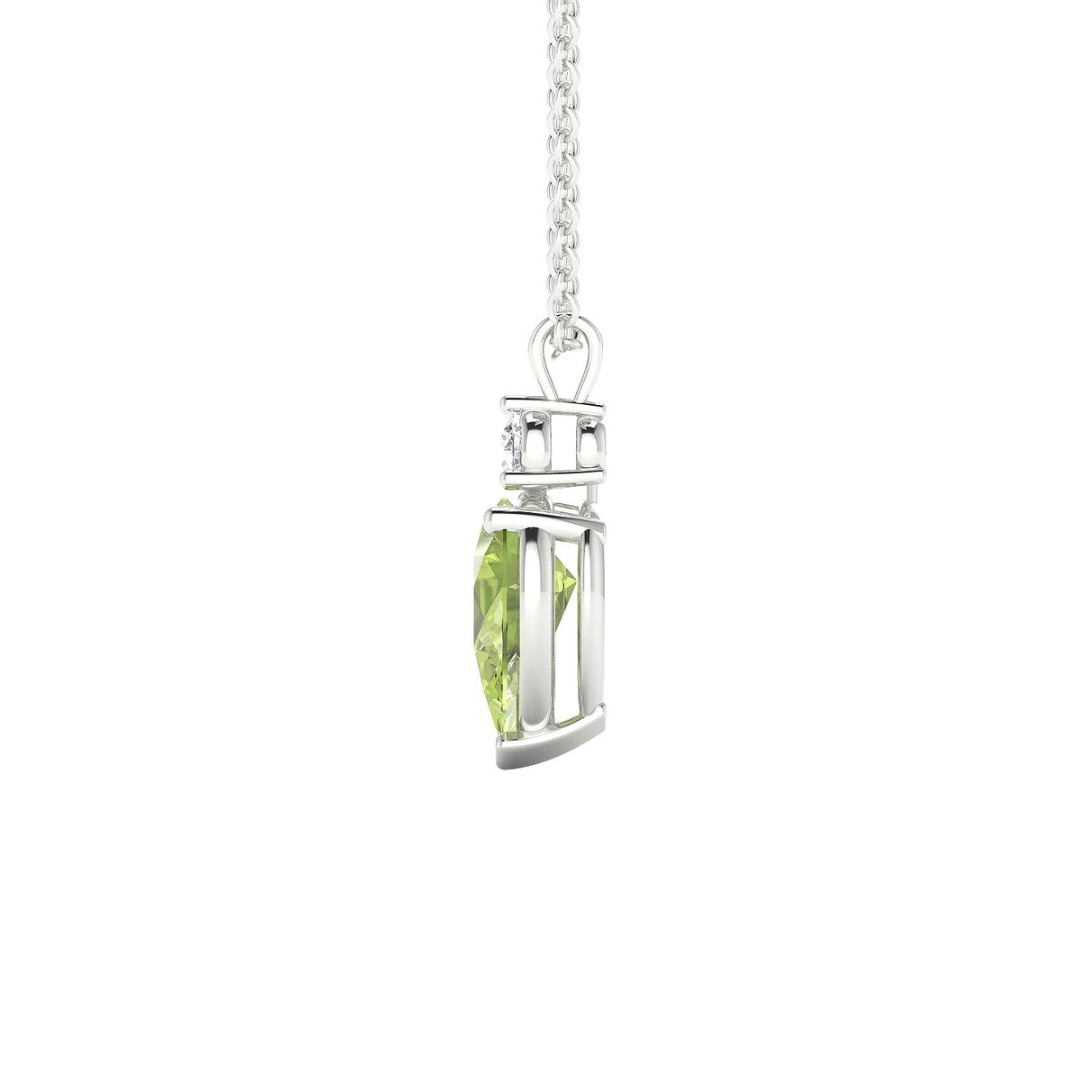 Sparkle | 18k White Gold 8 x 6 mm Pear Peridot Pendant