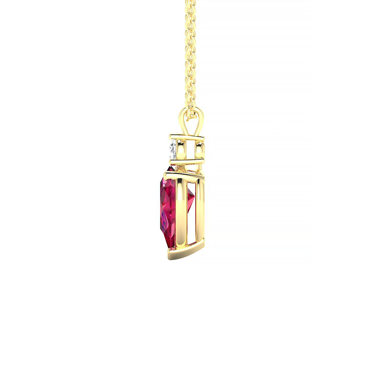 Sparkle | 18k Yellow Gold 8 x 6 mm Pear Ruby Pendant