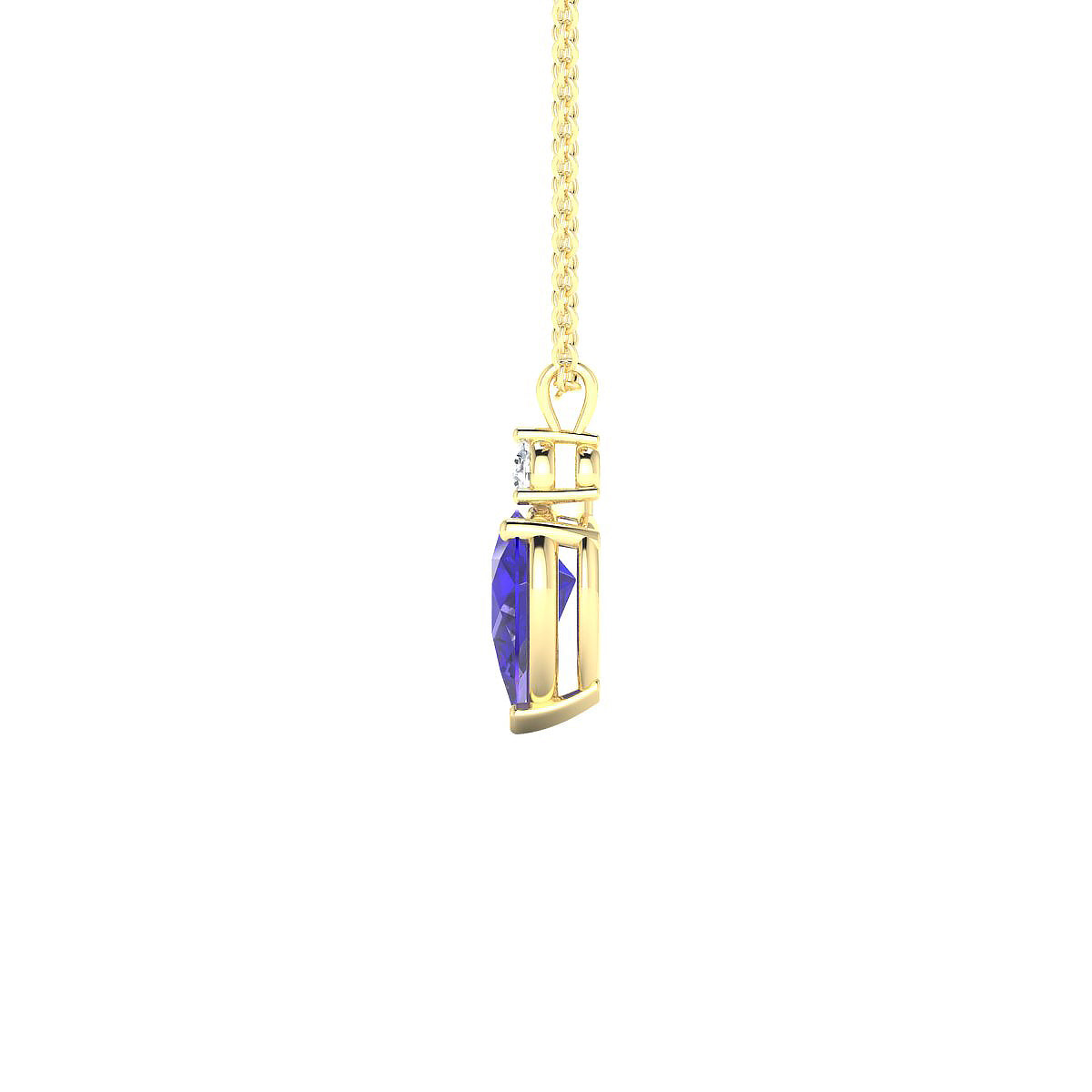 Sparkle | 18k Yellow Gold 8 x 6 mm Pear Tanzanite Pendant