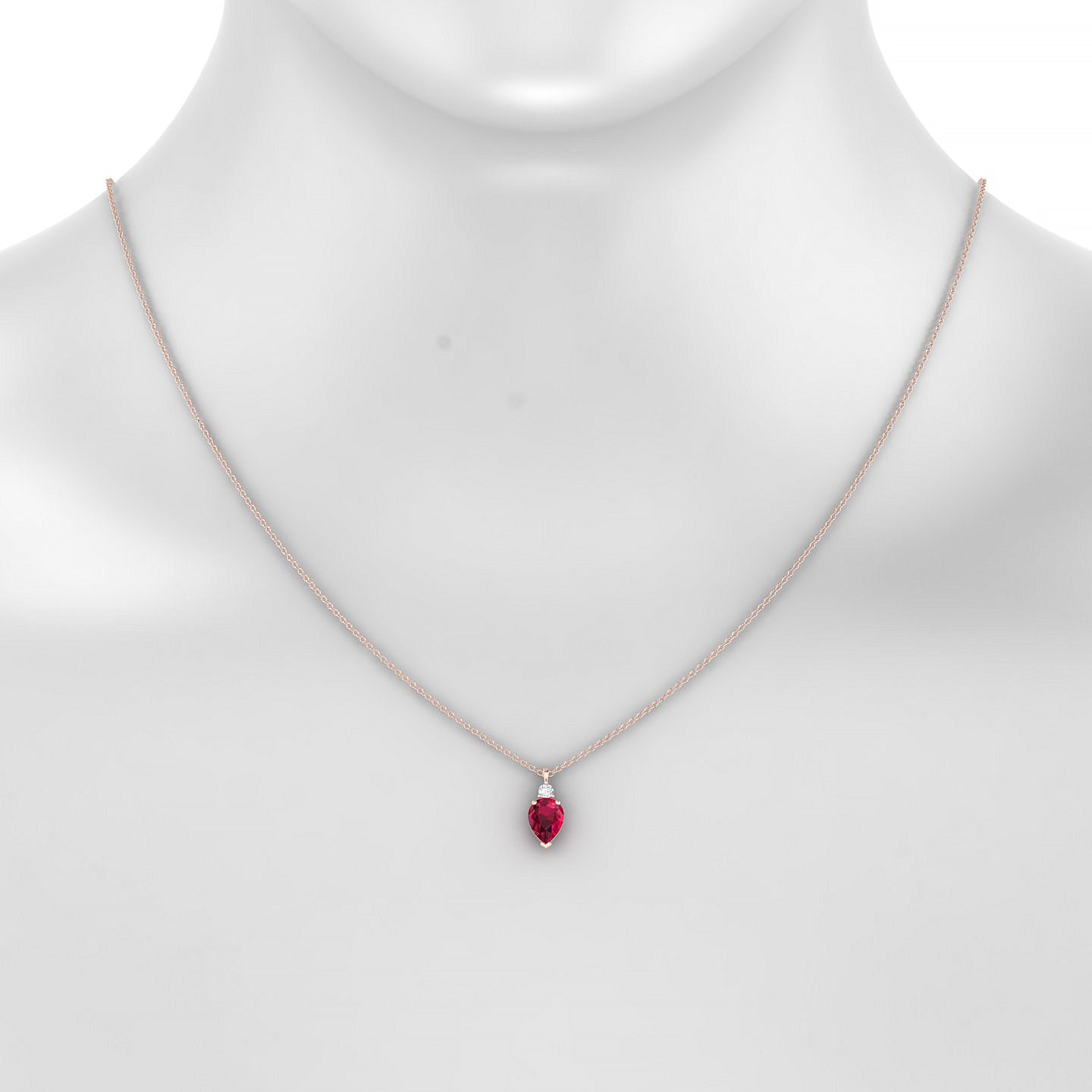 Sparkle | 18k Rose Gold 8 x 6 mm Pear Ruby Pendant