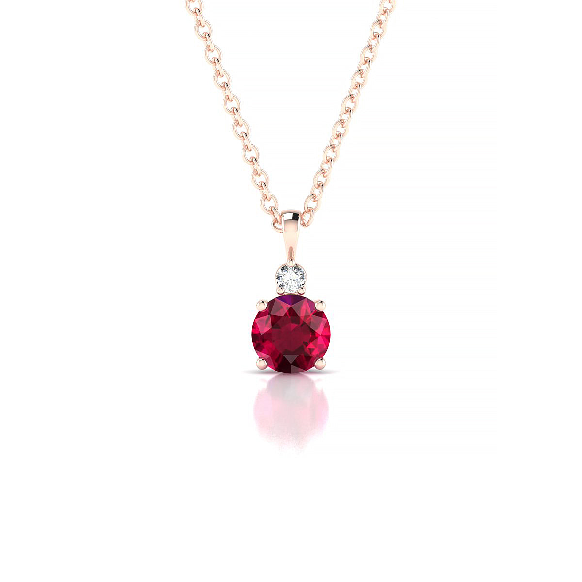 Sparkle | 18k Rose Gold 4.5 mm Round Ruby Pendant