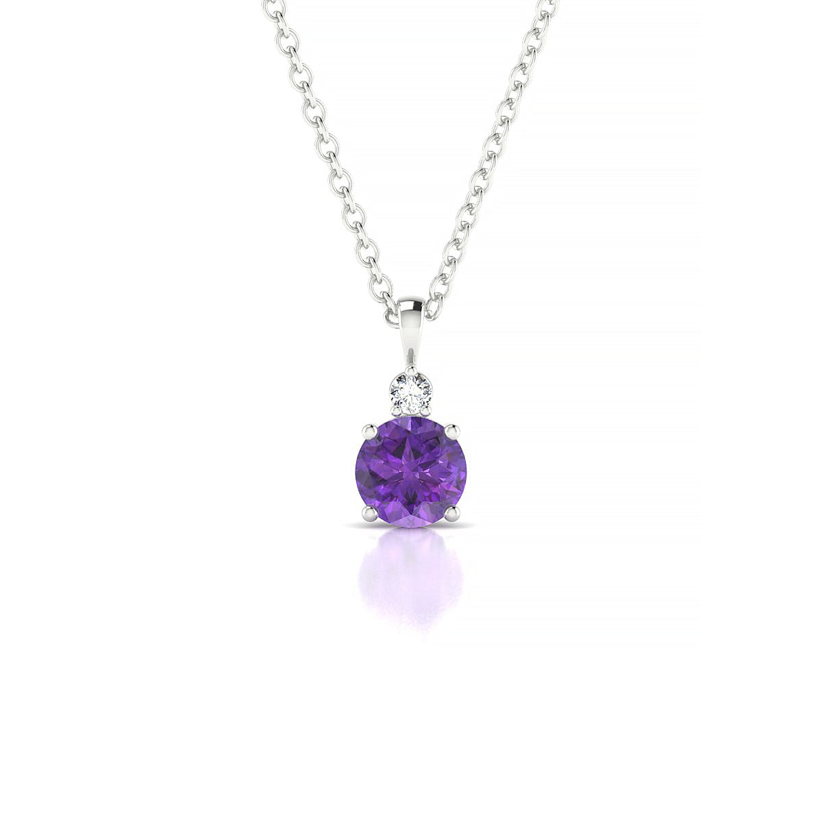 Sparkle | 18k White Gold 4.5 mm Round Amethyst Pendant