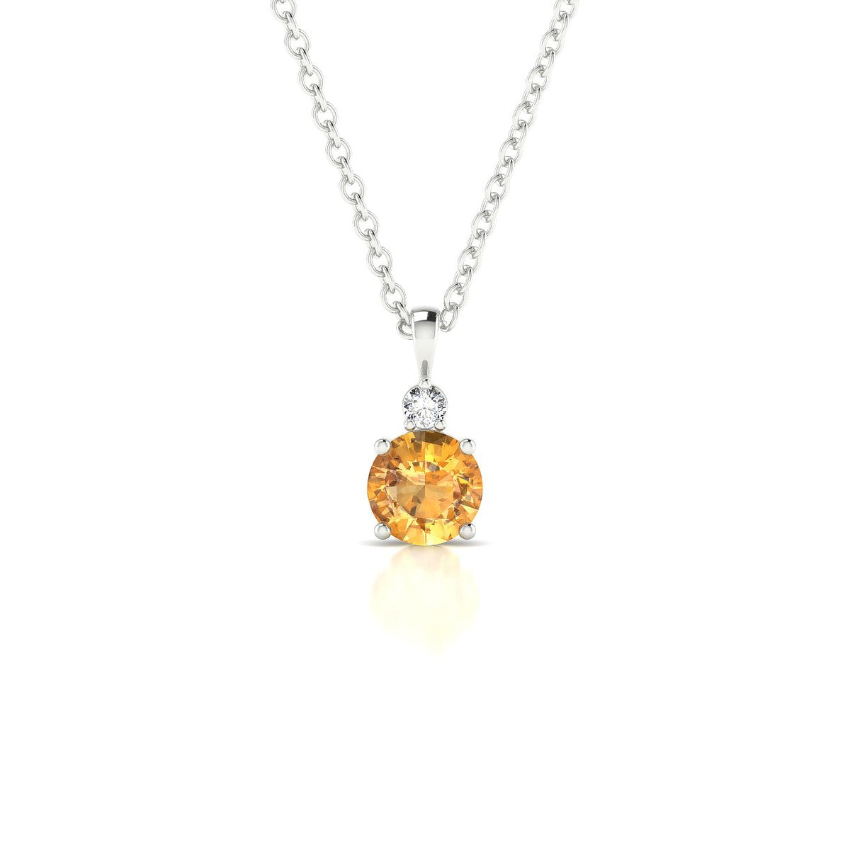 Sparkle | 18k White Gold 4.5 mm Round Citrine Pendant