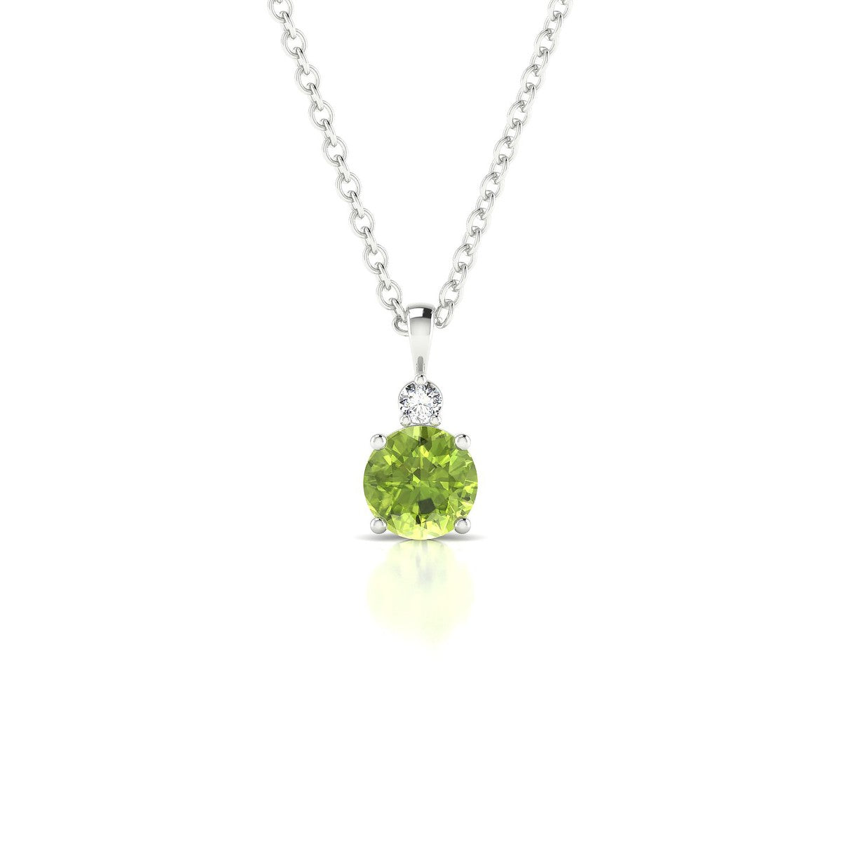 Sparkle | 18k White Gold 4.5 mm Round Peridot Pendant