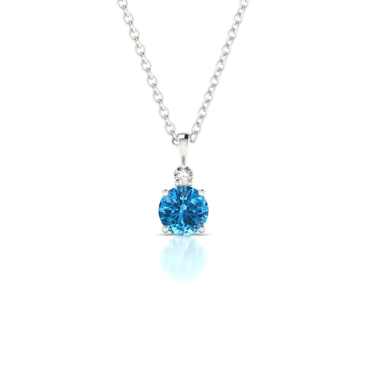 Sparkle | 18k White Gold 4.5 mm Round Topaz Pendant