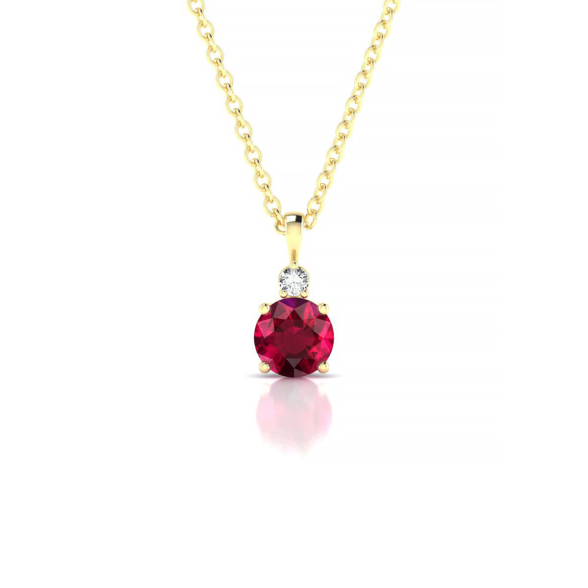 Sparkle | 18k Yellow Gold 4.5 mm Round Ruby Pendant
