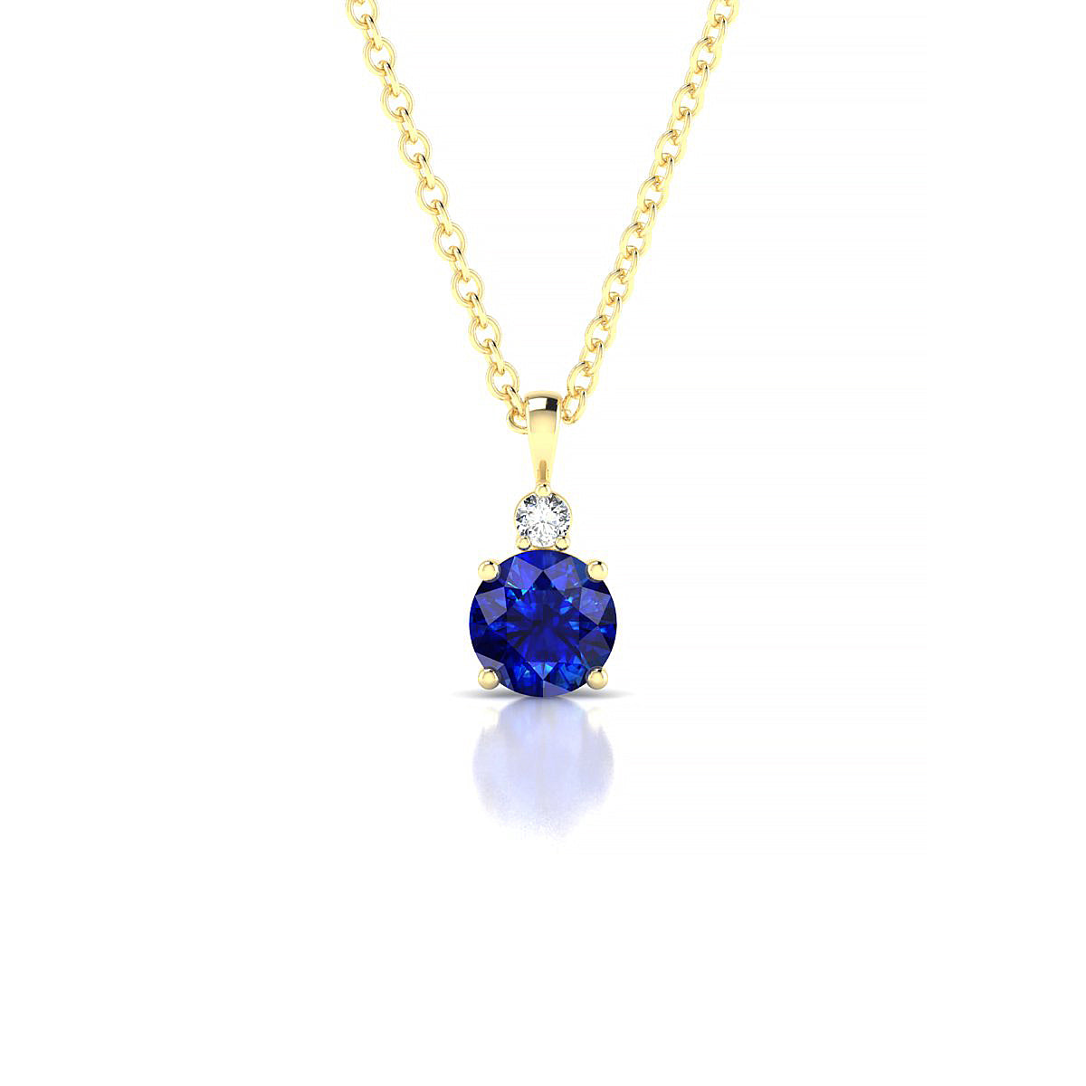 Sparkle | 18k Yellow Gold 4.5 mm Round Sapphire Pendant
