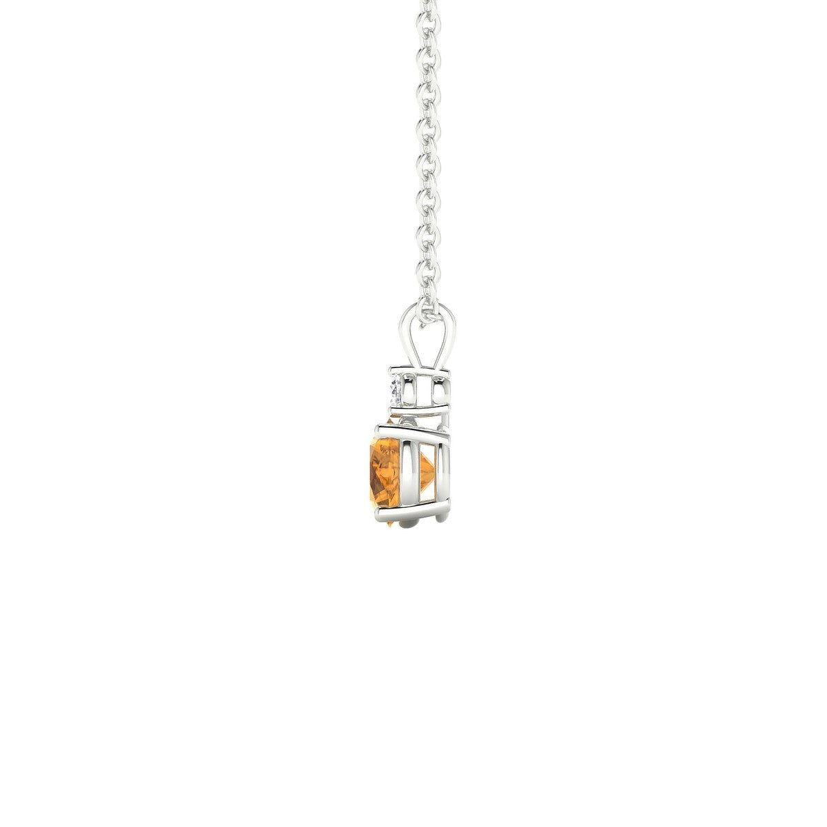 Sparkle | 18k White Gold 4.5 mm Round Citrine Pendant