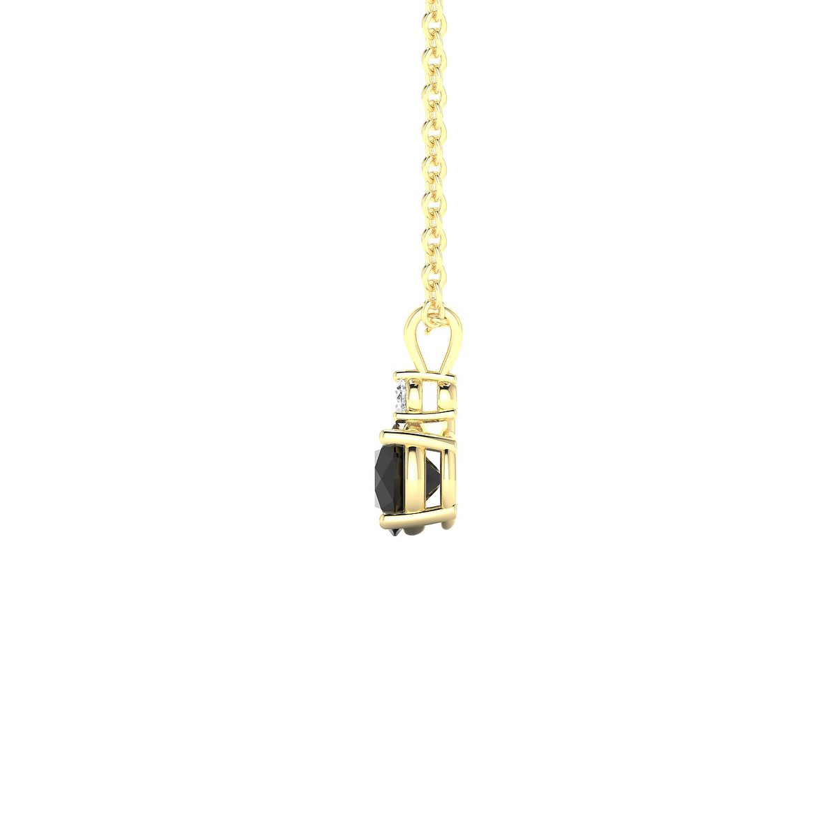 Sparkle | 18k Yellow Gold 4.5 mm Round Black Diamond Pendant