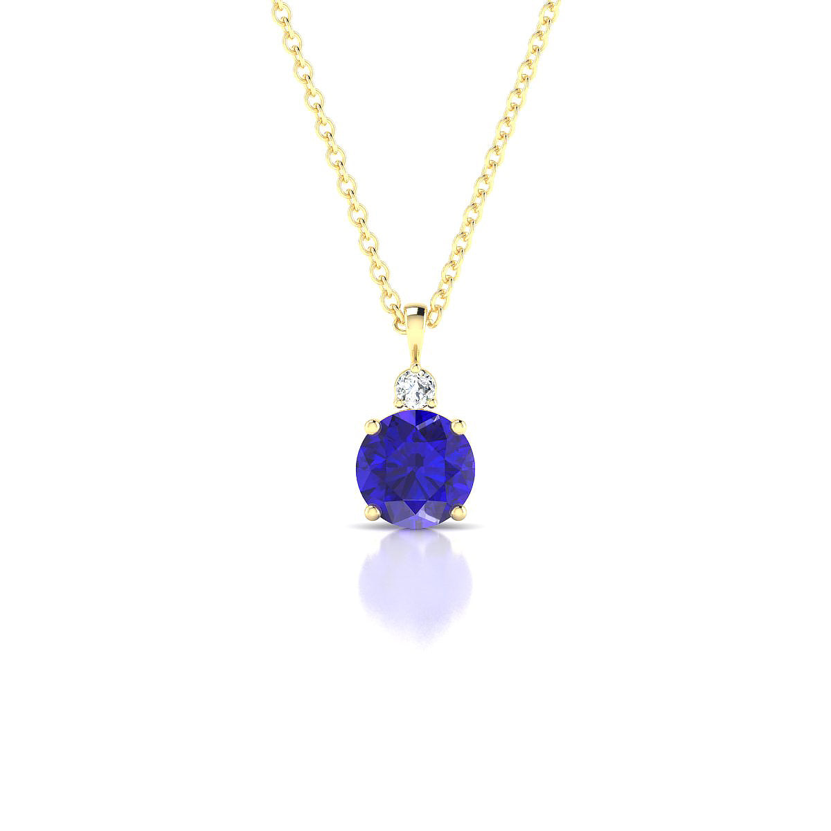 Sparkle | 18k Yellow Gold 6 mm Round Tanzanite Pendant