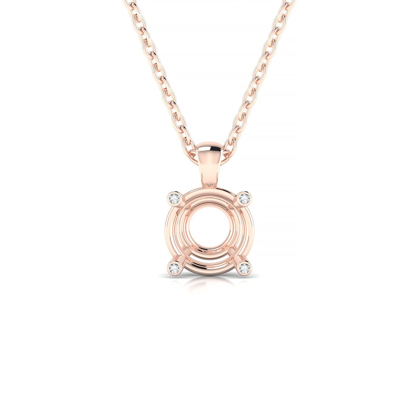 Sparkle Round 2-2.99 ct | 18k Rose Gold Side Stones Diamond Pendant