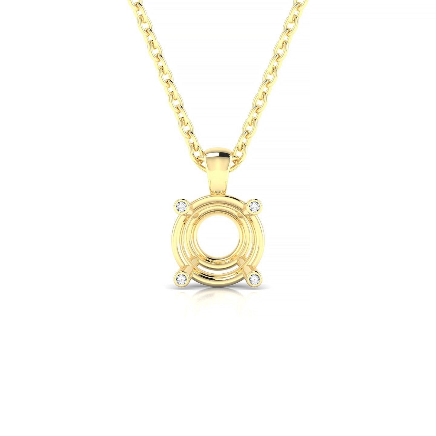 Sparkle Round 2-2.99 ct | 18k Yellow Gold Side Stones Diamond Pendant