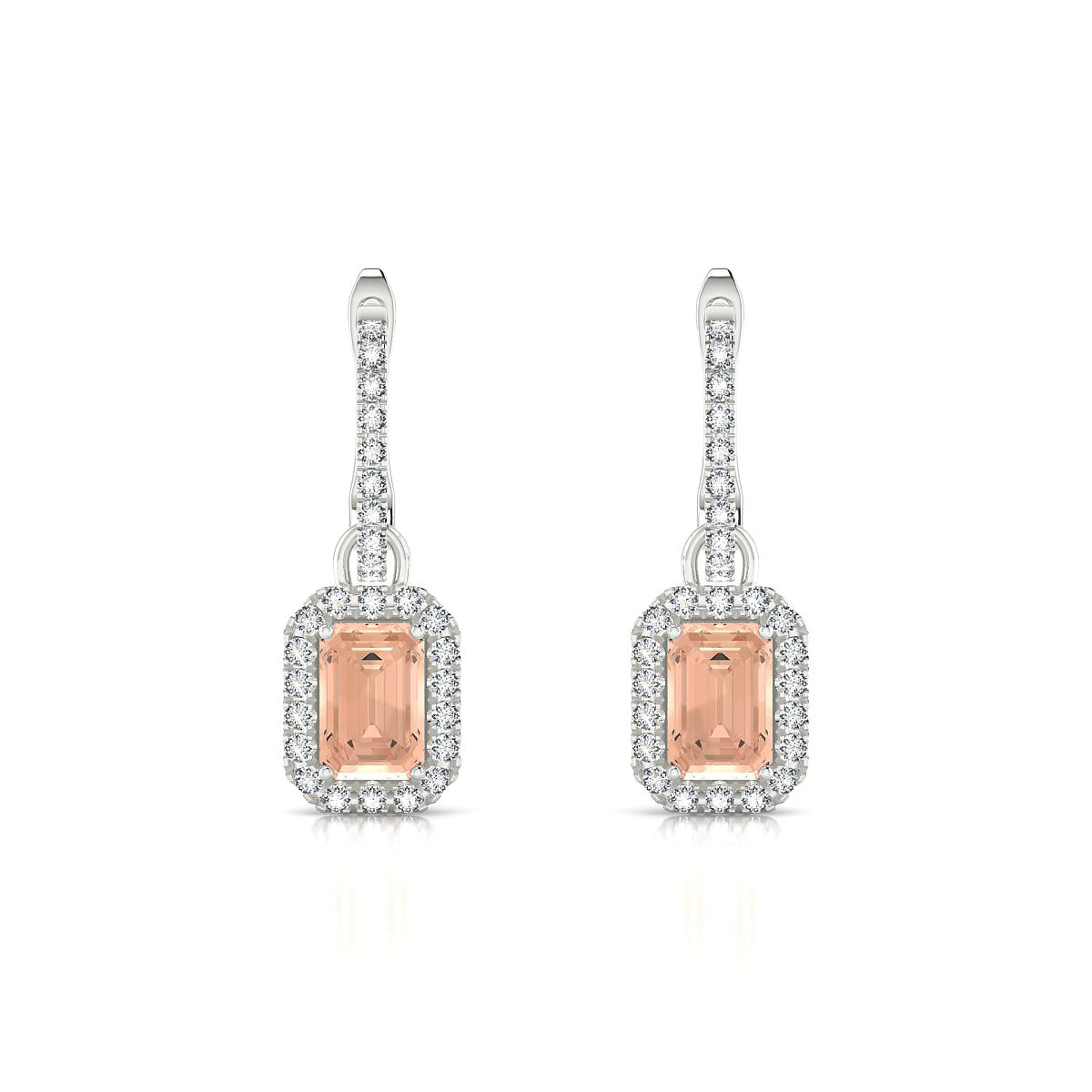 Sunrise | 18k White Gold 6 x 4 mm Emerald Morganite Earrings