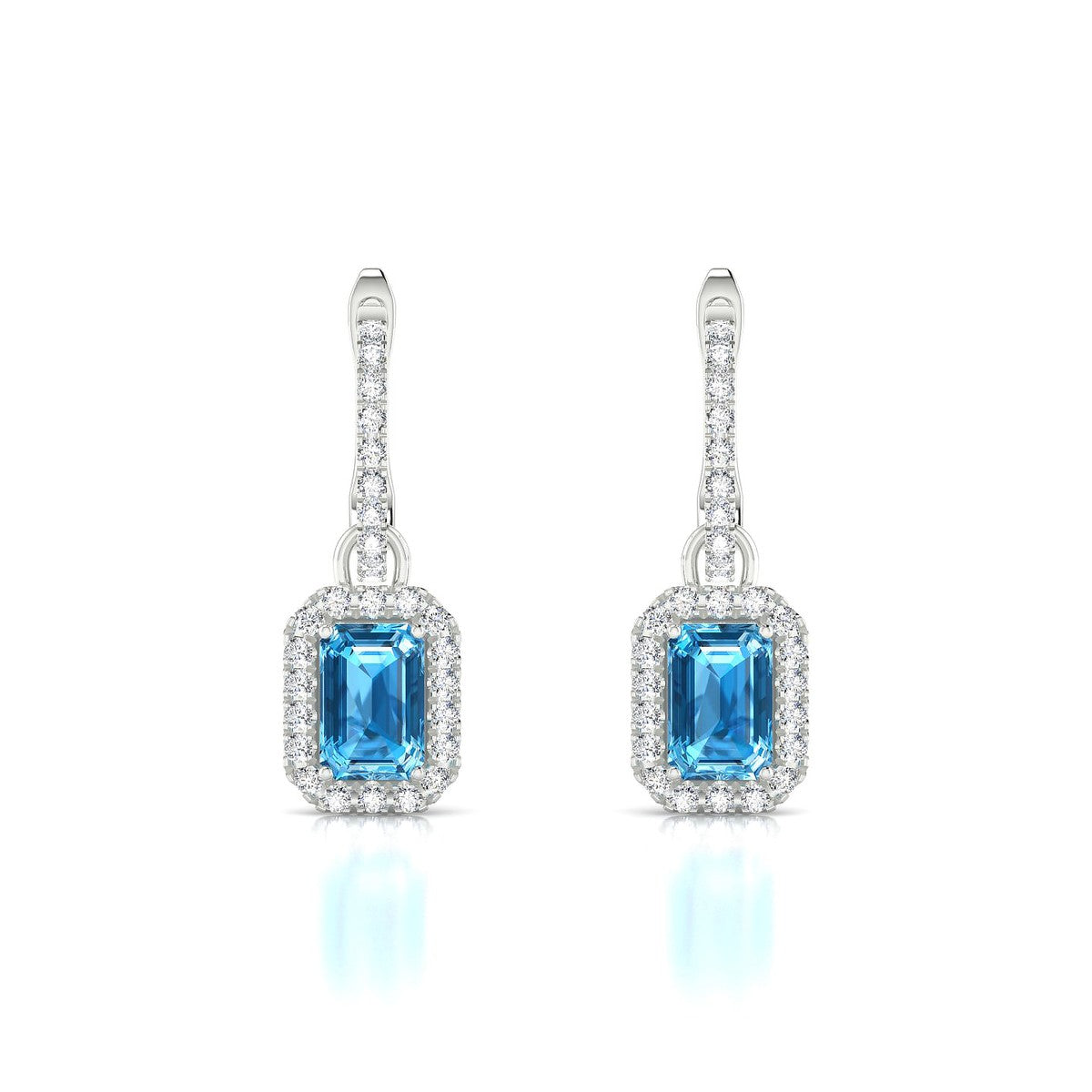 Sunrise | 18k White Gold 6 x 4 mm Emerald Topaz Earrings