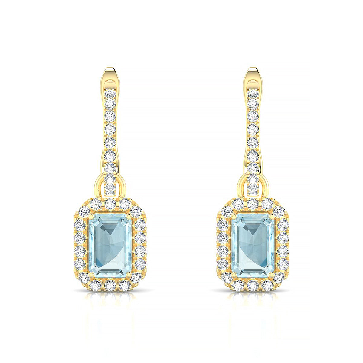 Sunrise | 18k Yellow Gold 6 x 4 mm Emerald Aquamarine Earrings