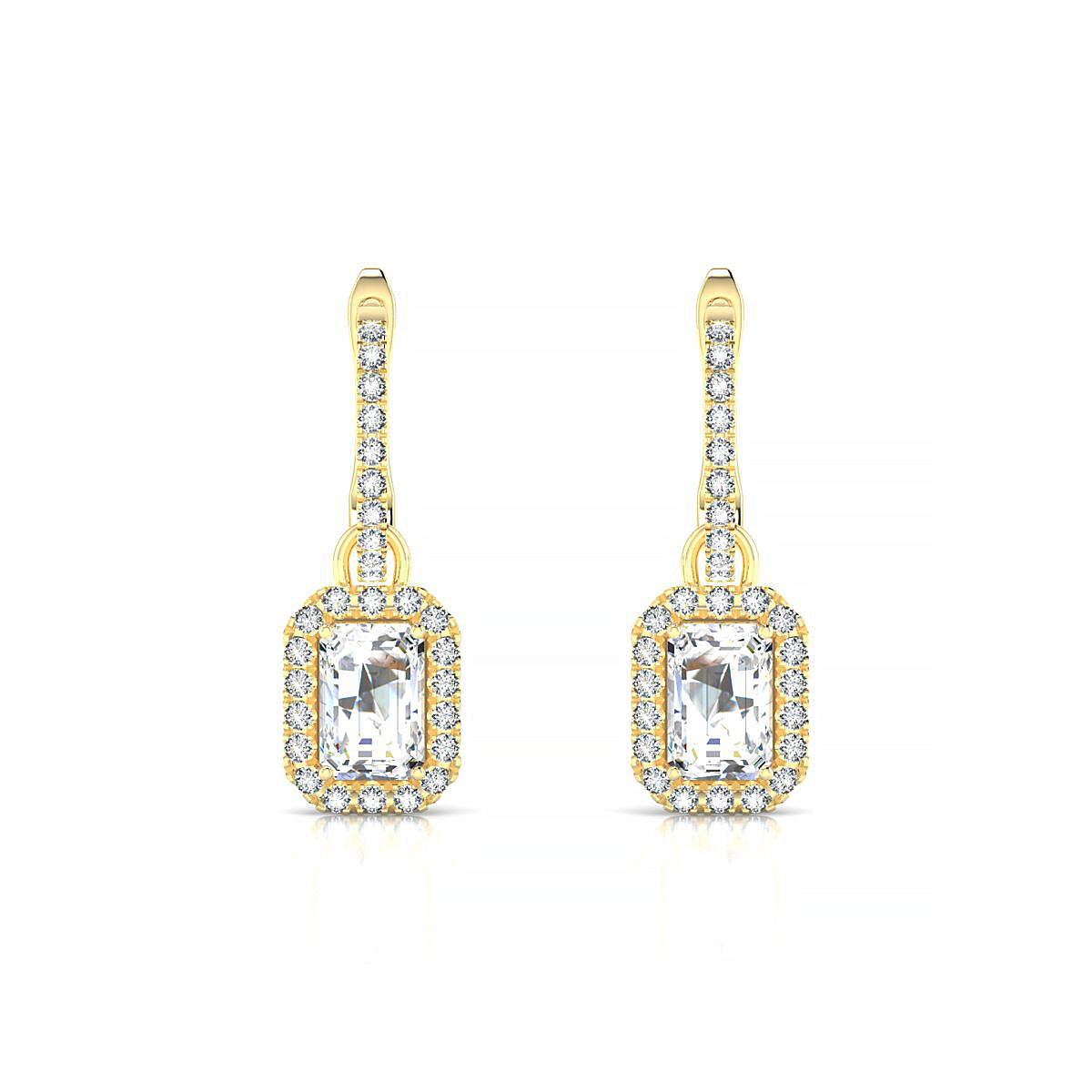 Sunrise | 18k Yellow Gold 6 x 4 mm Emerald Diamond Earrings