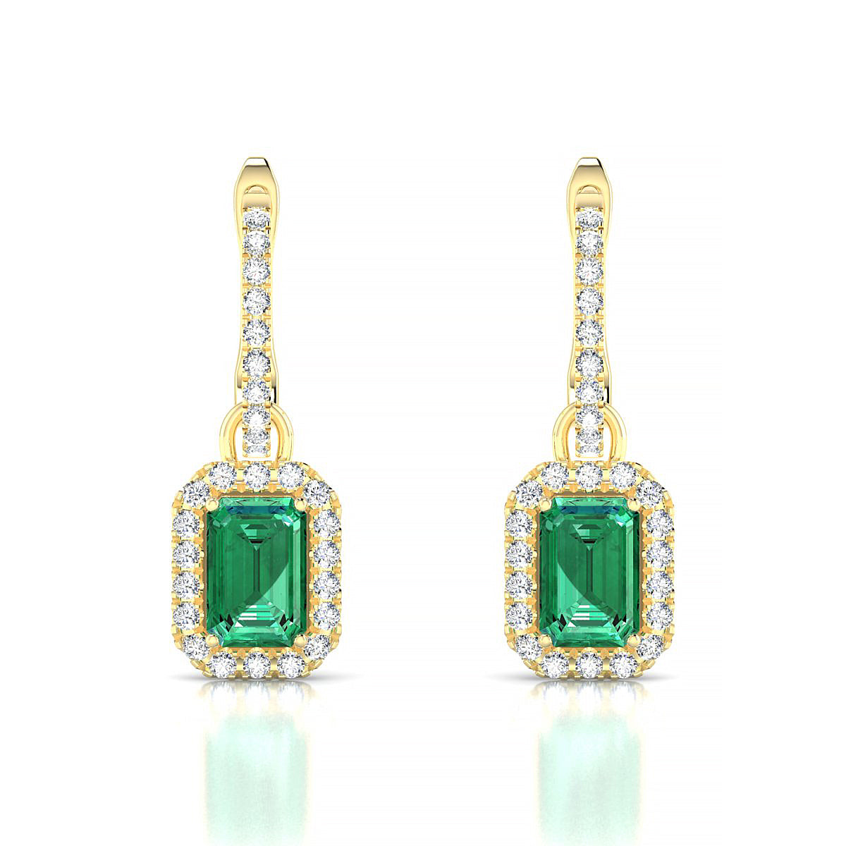 Sunrise | 18k Yellow Gold 6 x 4 mm Emerald Emerald Earrings