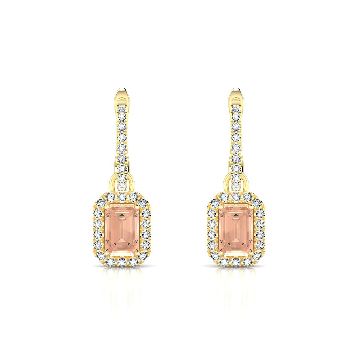 Sunrise | 18k Yellow Gold 6 x 4 mm Emerald Morganite Earrings