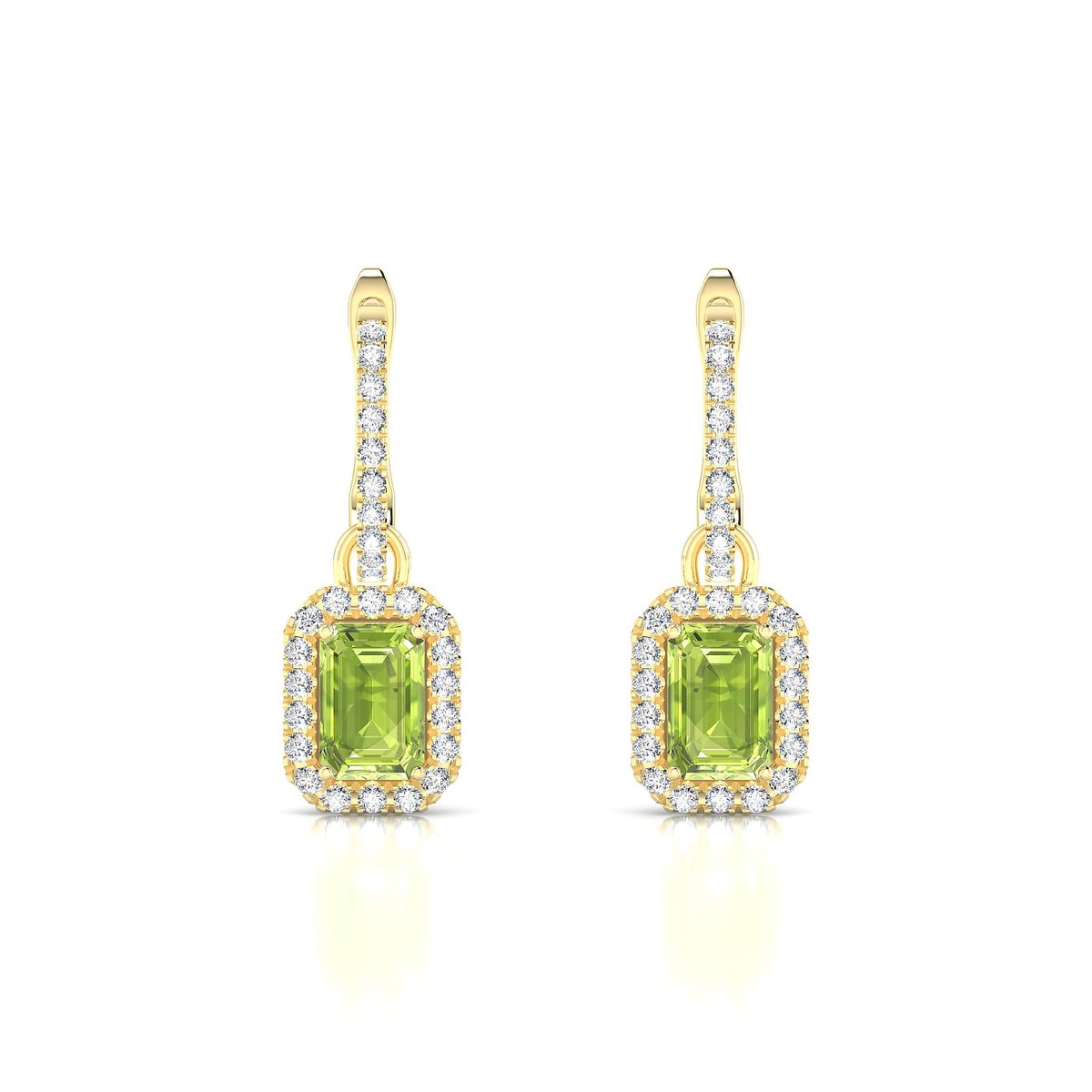 Sunrise | 18k Yellow Gold 6 x 4 mm Emerald Peridot Earrings
