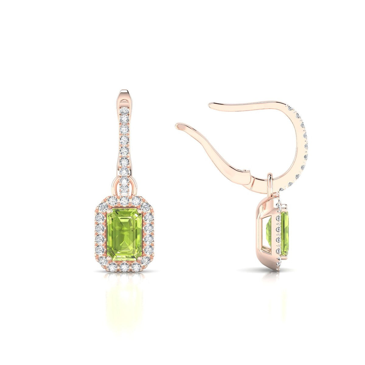 Sunrise | 18k Rose Gold 6 x 4 mm Emerald Peridot Earrings