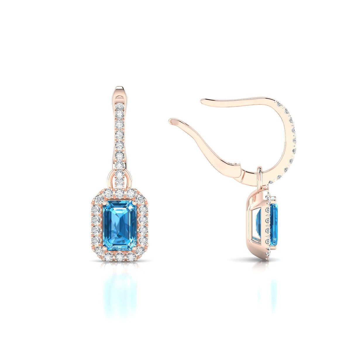 Sunrise | 18k Rose Gold 6 x 4 mm Emerald Topaz Earrings