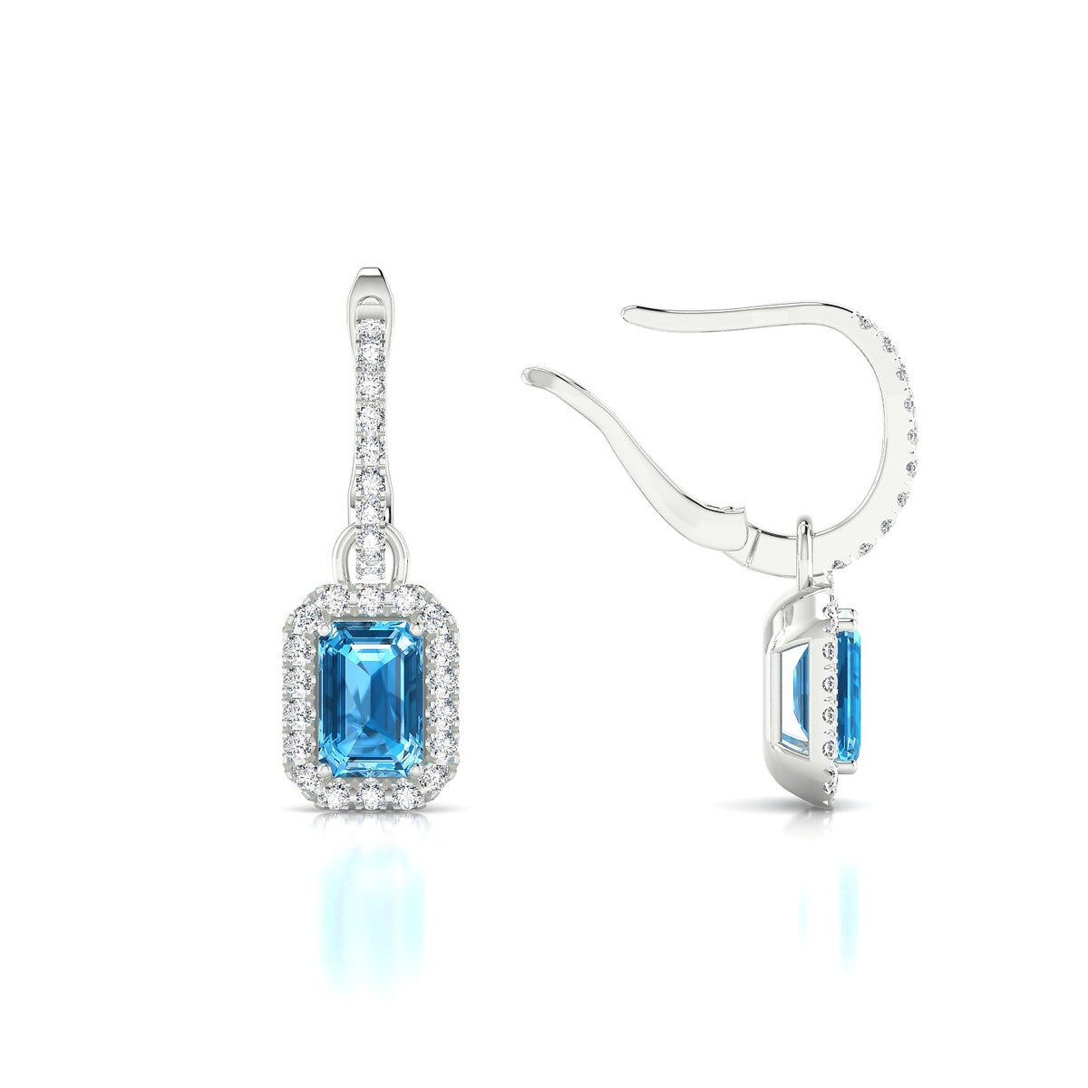 Sunrise | 18k White Gold 6 x 4 mm Emerald Topaz Earrings