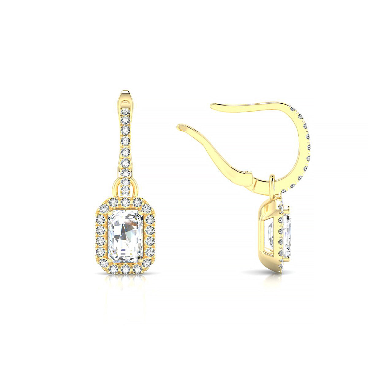 Sunrise | 18k Yellow Gold 6 x 4 mm Emerald Diamond Earrings