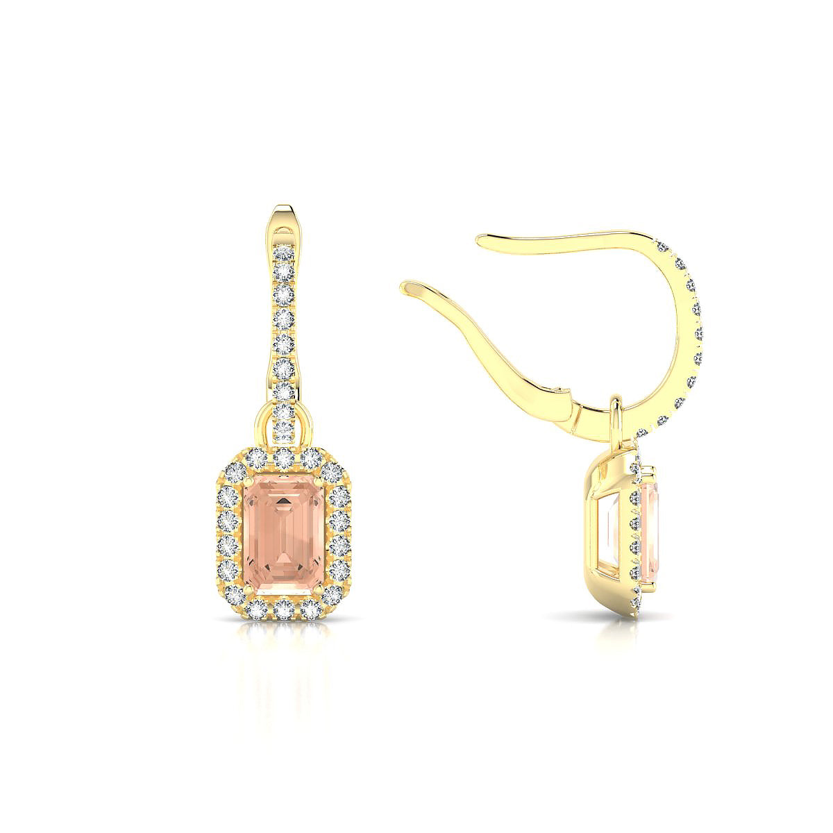 Sunrise | 18k Yellow Gold 6 x 4 mm Emerald Morganite Earrings