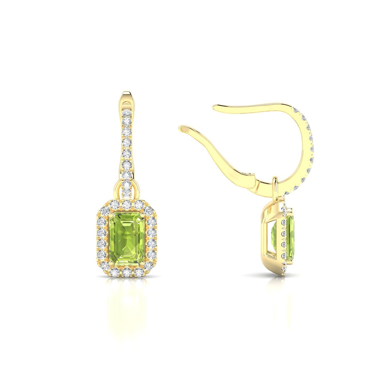 Sunrise | 18k Yellow Gold 6 x 4 mm Emerald Peridot Earrings