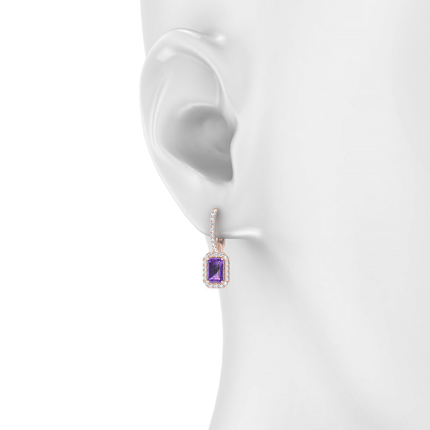 Sunrise | 18k Rose Gold 6 x 4 mm Emerald Amethyst Earrings