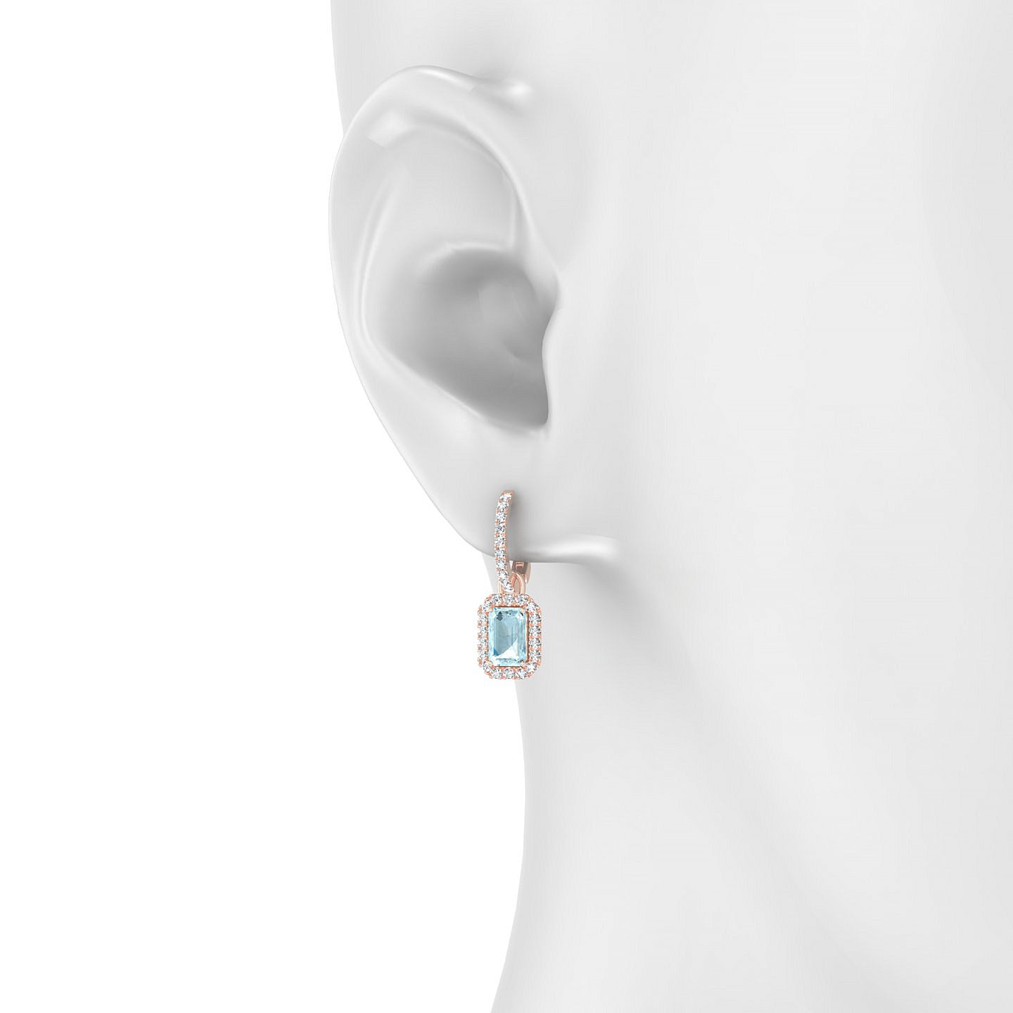 Sunrise | 18k Rose Gold 6 x 4 mm Emerald Aquamarine Earrings