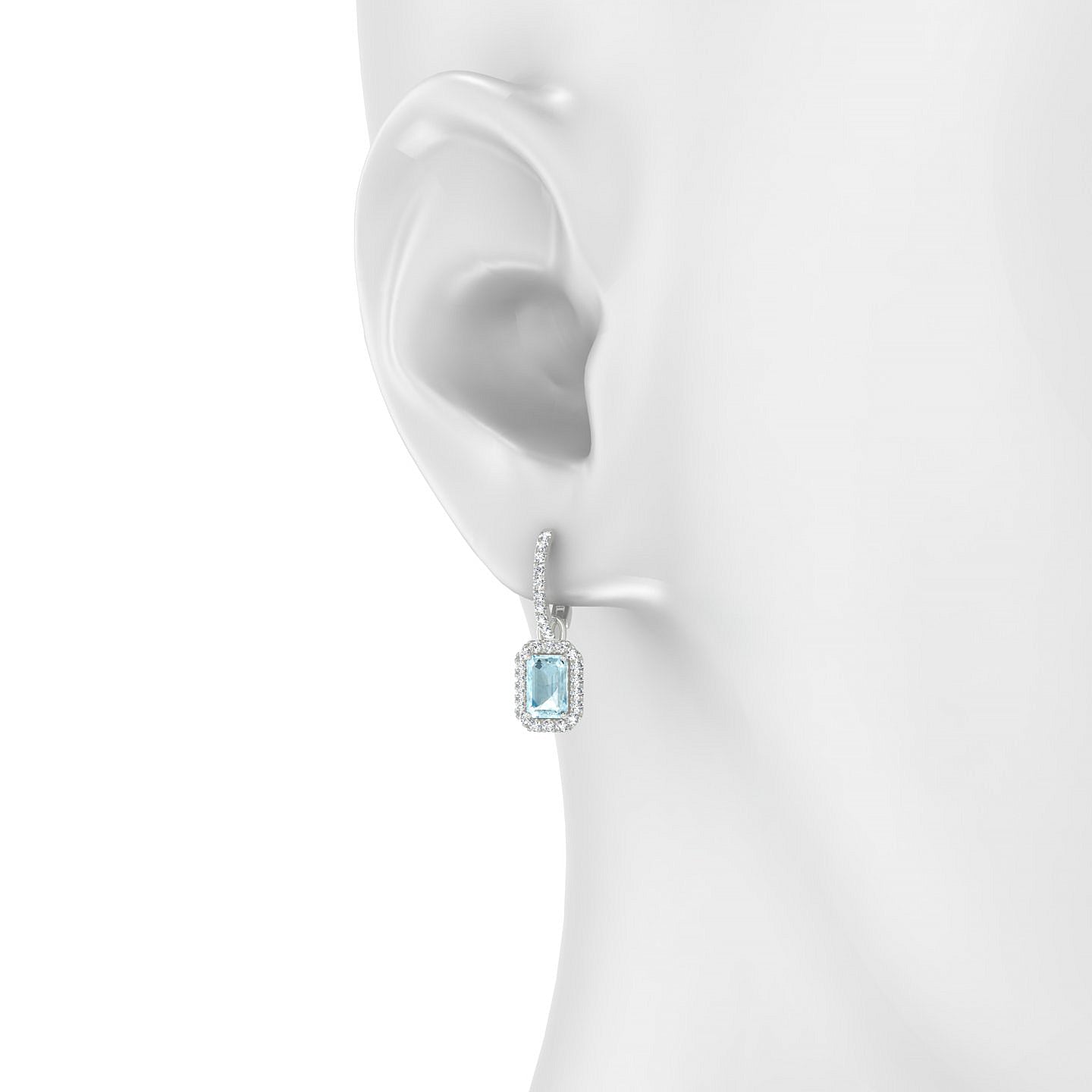 Sunrise | 18k White Gold 6 x 4 mm Emerald Aquamarine Earrings