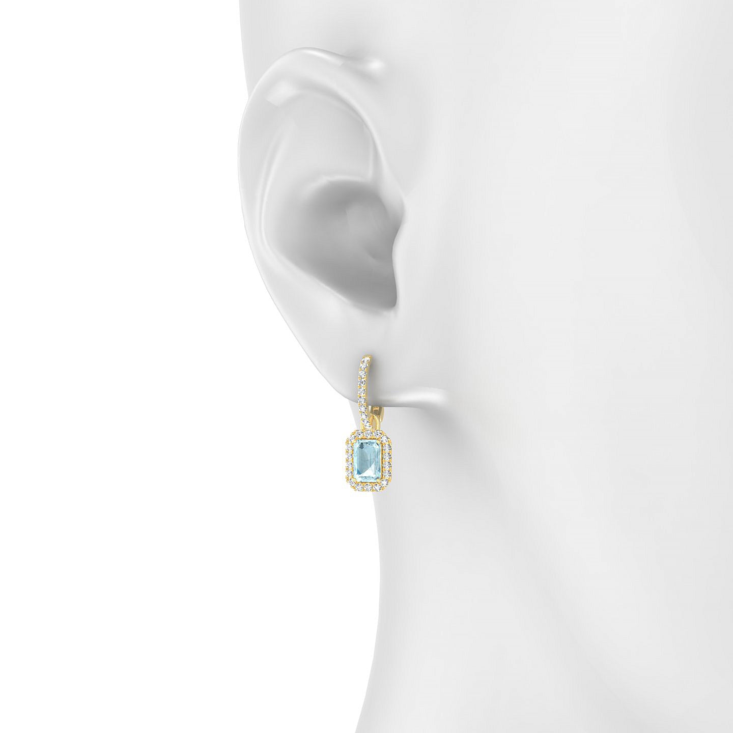 Sunrise | 18k Yellow Gold 6 x 4 mm Emerald Aquamarine Earrings