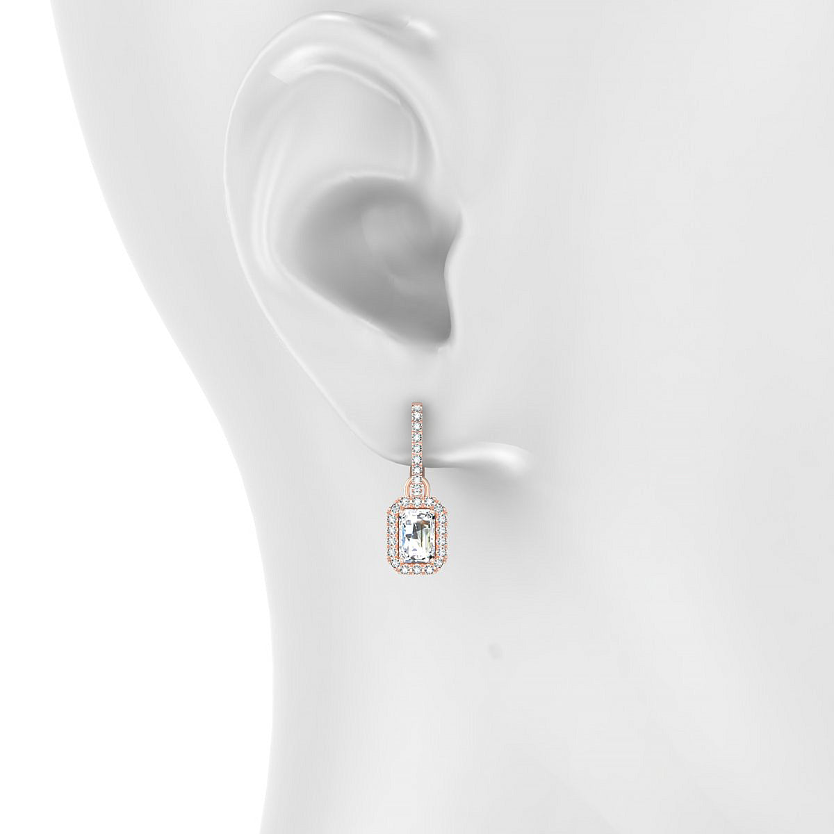 Sunrise | 18k Rose Gold 6 x 4 mm Emerald Diamond Earrings