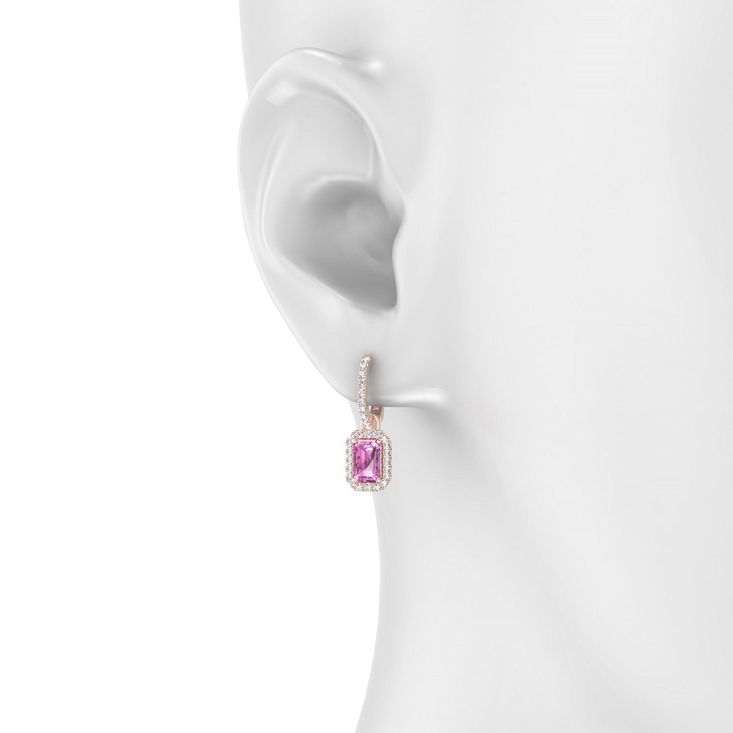 Sunrise | 18k Rose Gold 6 x 4 mm Emerald Pink Sapphire Earrings