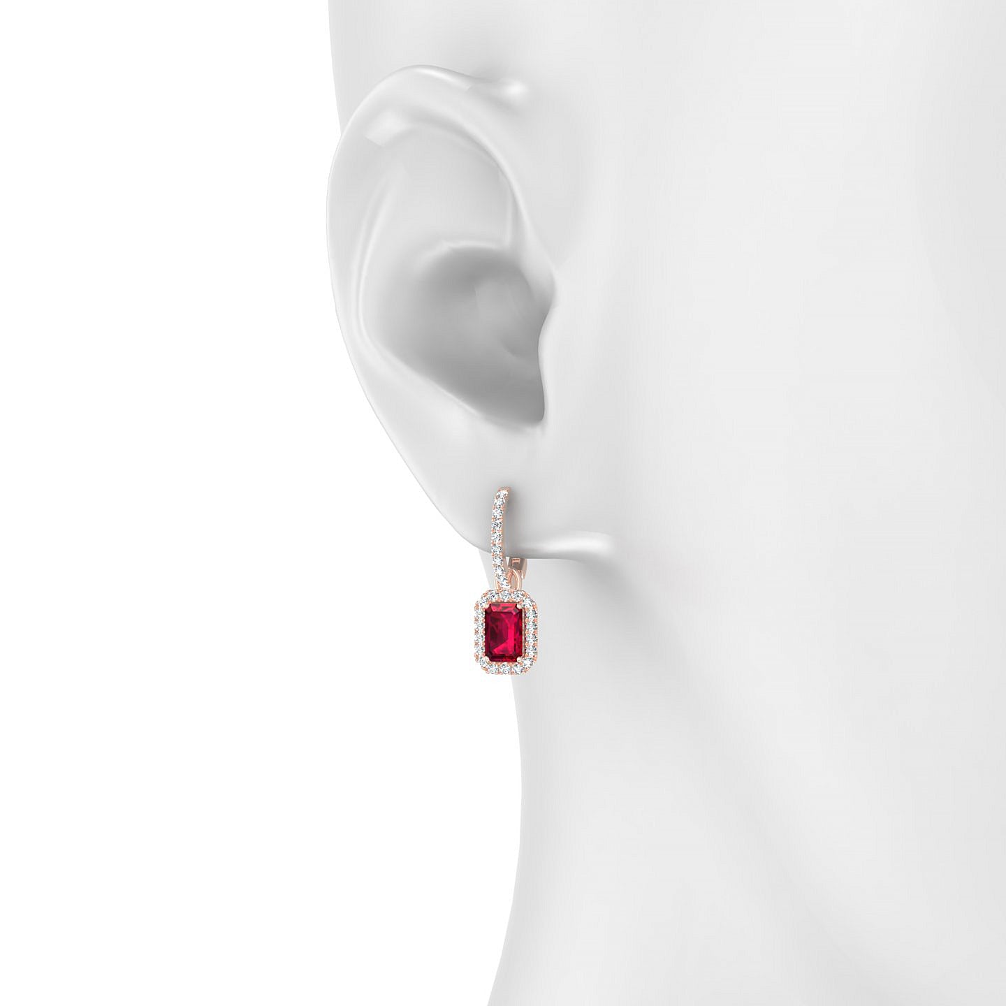 Sunrise | 18k Rose Gold 6 x 4 mm Emerald Ruby Earrings