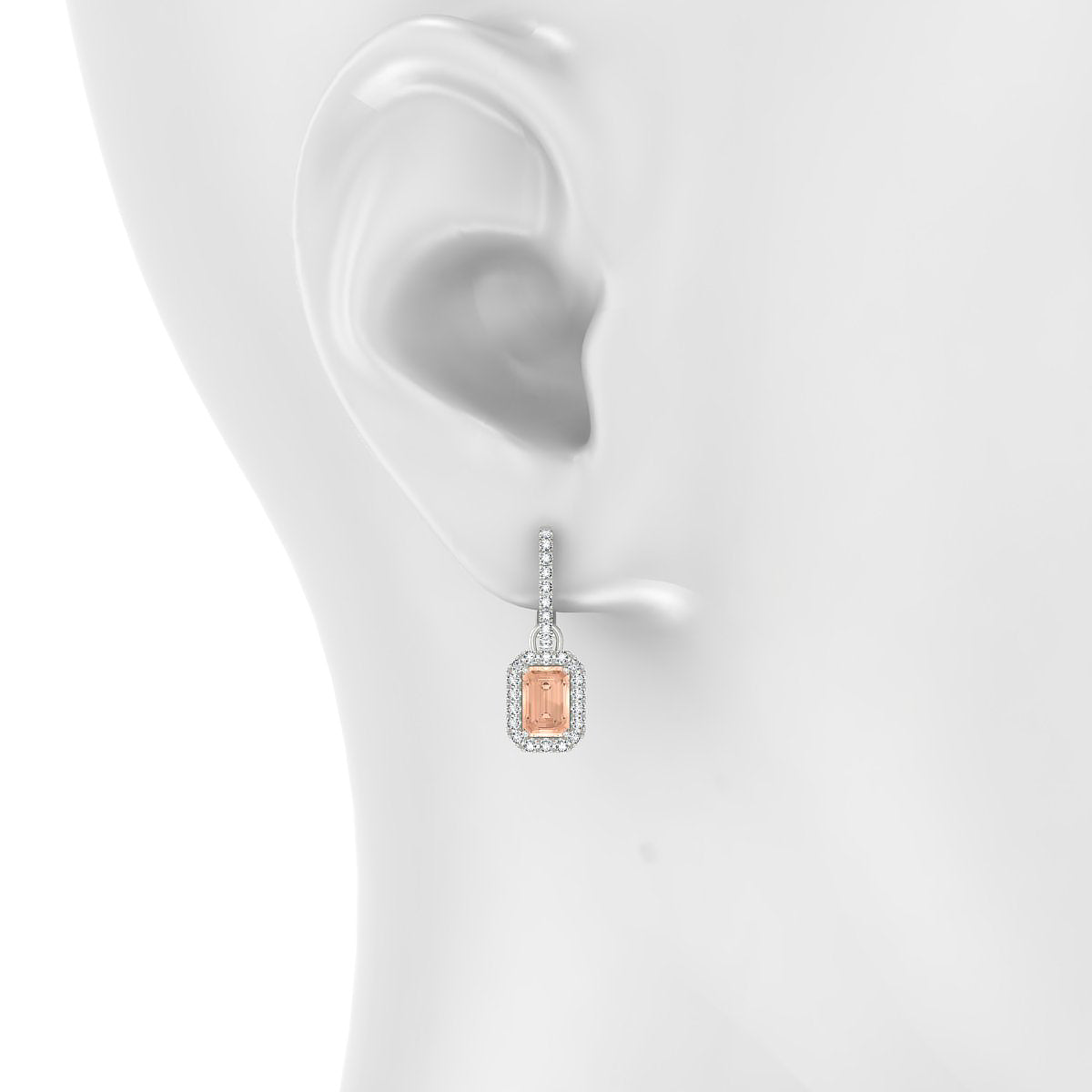 Sunrise | 18k White Gold 6 x 4 mm Emerald Morganite Earrings
