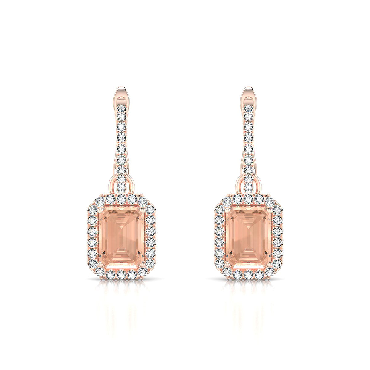Sunrise | 18k Rose Gold 7 x 5 mm Emerald Morganite Earrings