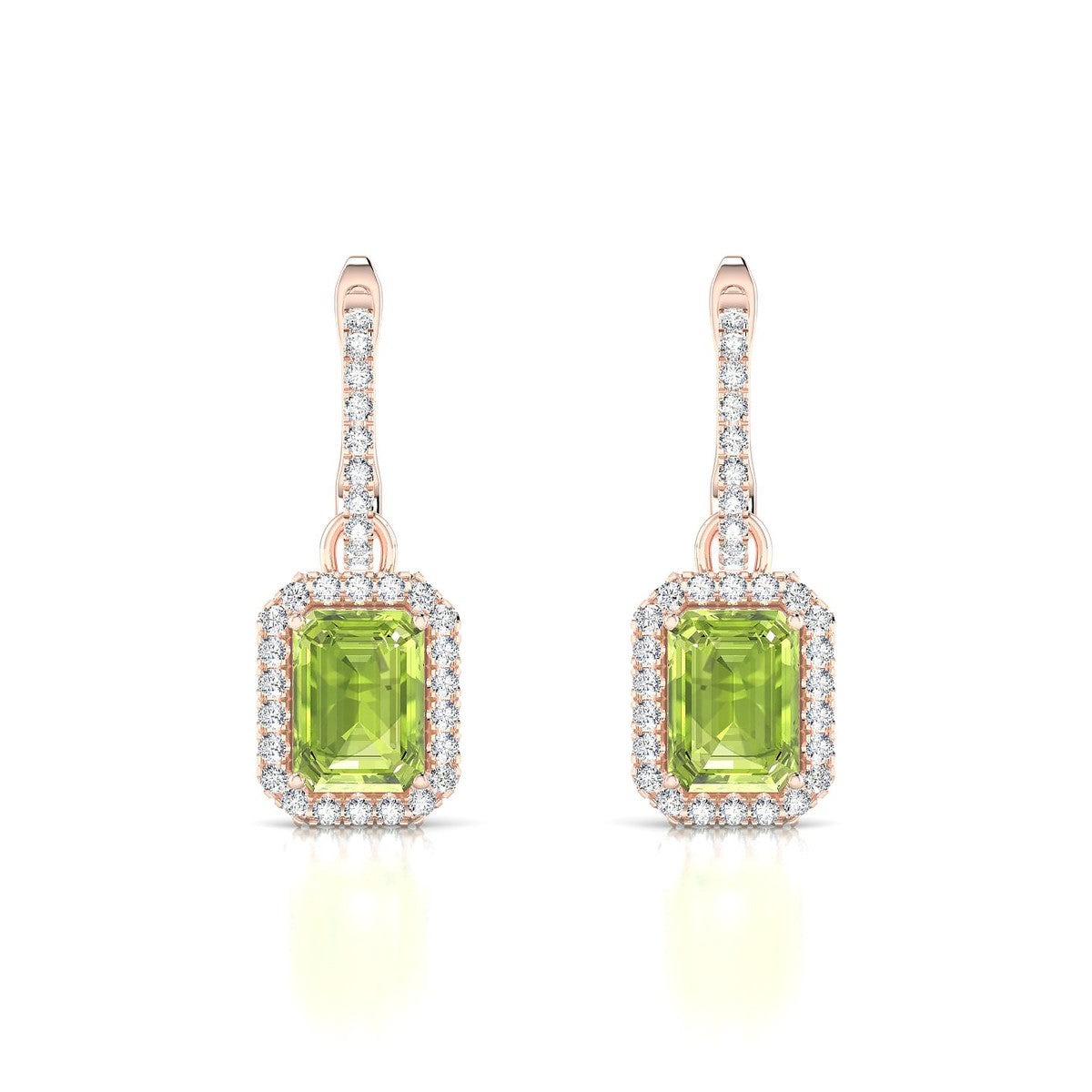 Sunrise | 18k Rose Gold 7 x 5 mm Emerald Peridot Earrings