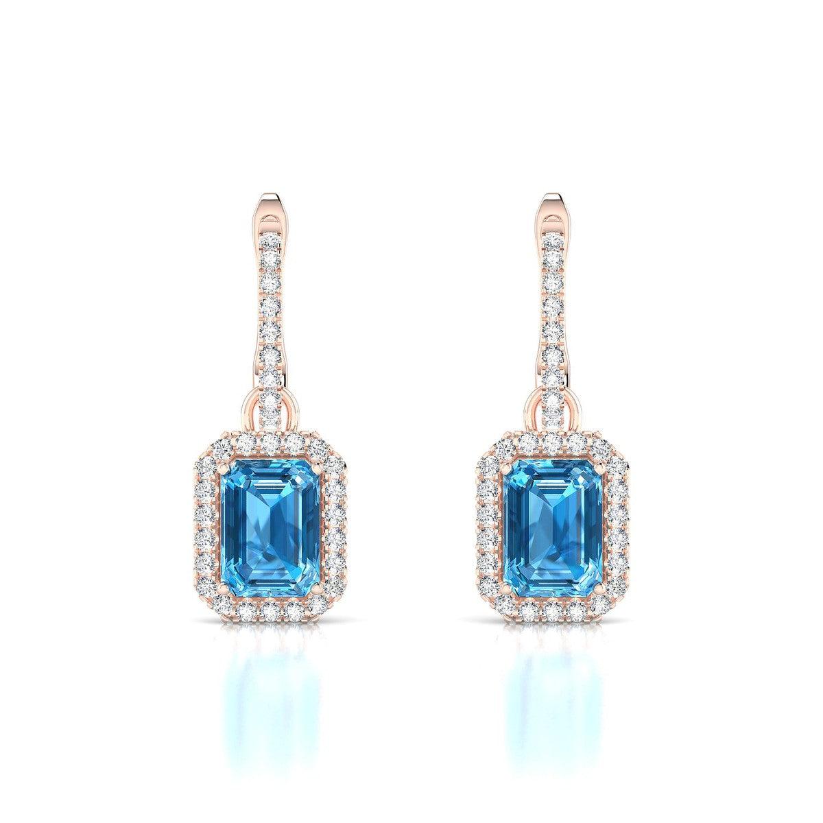 Sunrise | 18k Rose Gold 7 x 5 mm Emerald Topaz Earrings